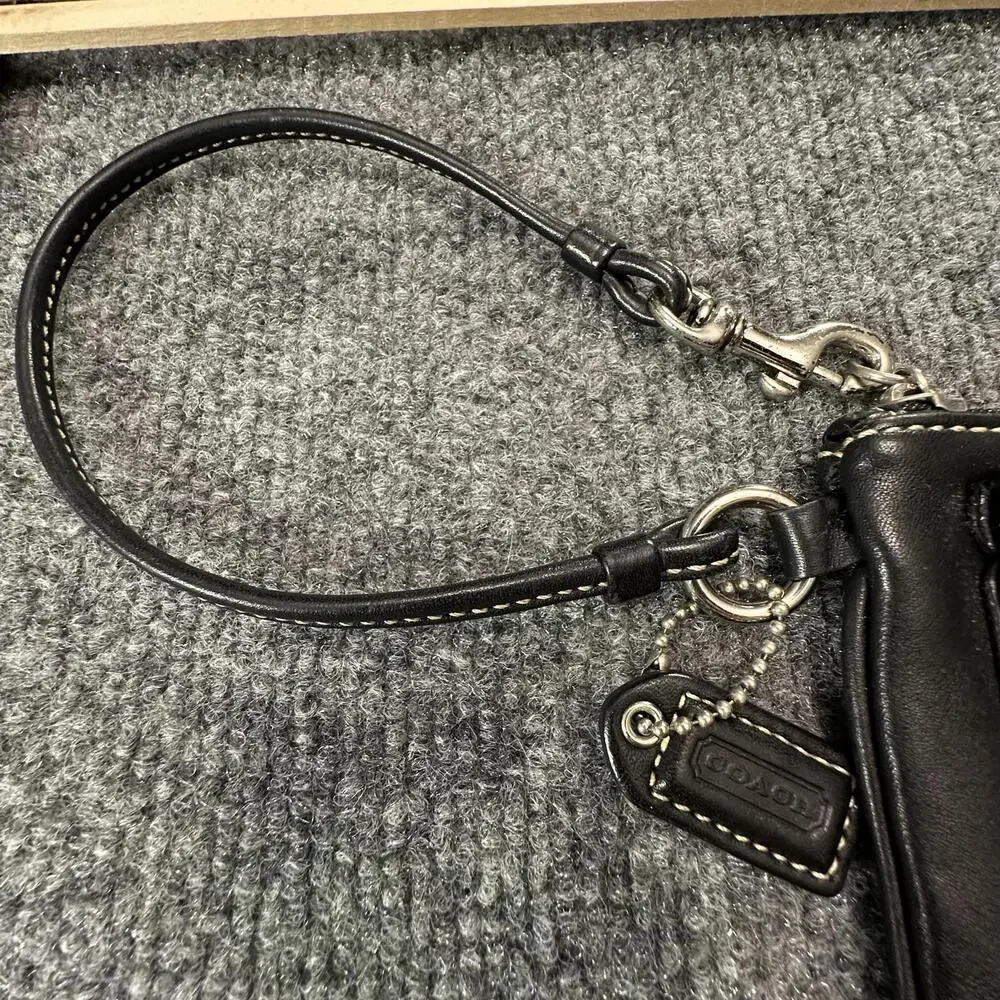 Coach Black Leather Wristlet Clutch with‎ Buckle Detail #580